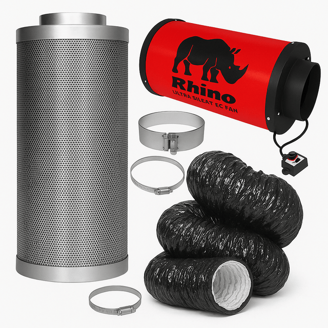 Rhino Ultra EC Fan & Filter Kit + Mute Silent Ducting - GrowPro Hydroponics Ltd